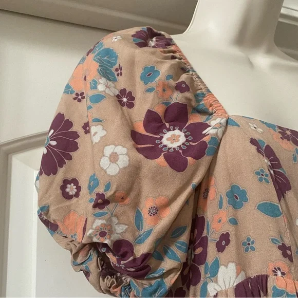 Storia Flower Floral Puff Sleeve‎ Long Dress - Picture 3 of 6